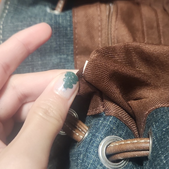 Y2K Embroidered Denim & Faux Leather Scrunch Purse - Picture 6 of 6